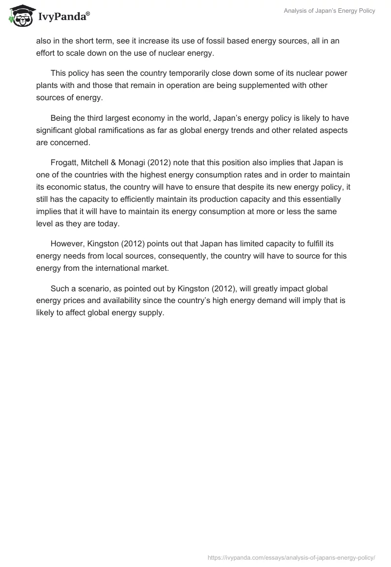 Analysis of Japan’s Energy Policy. Page 4