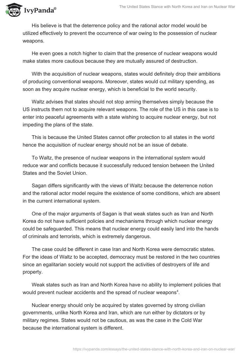 The United States Stance With North Korea and Iran on Nuclear War. Page 5