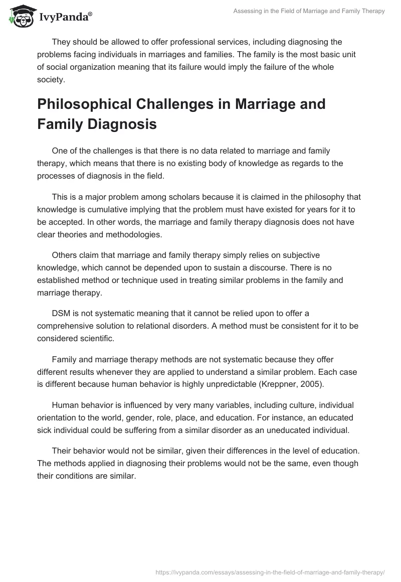 Assessing in the Field of Marriage and Family Therapy. Page 5