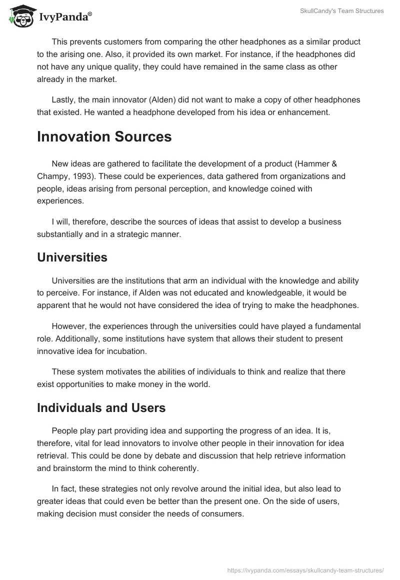 SkullCandy's Team Structures. Page 4