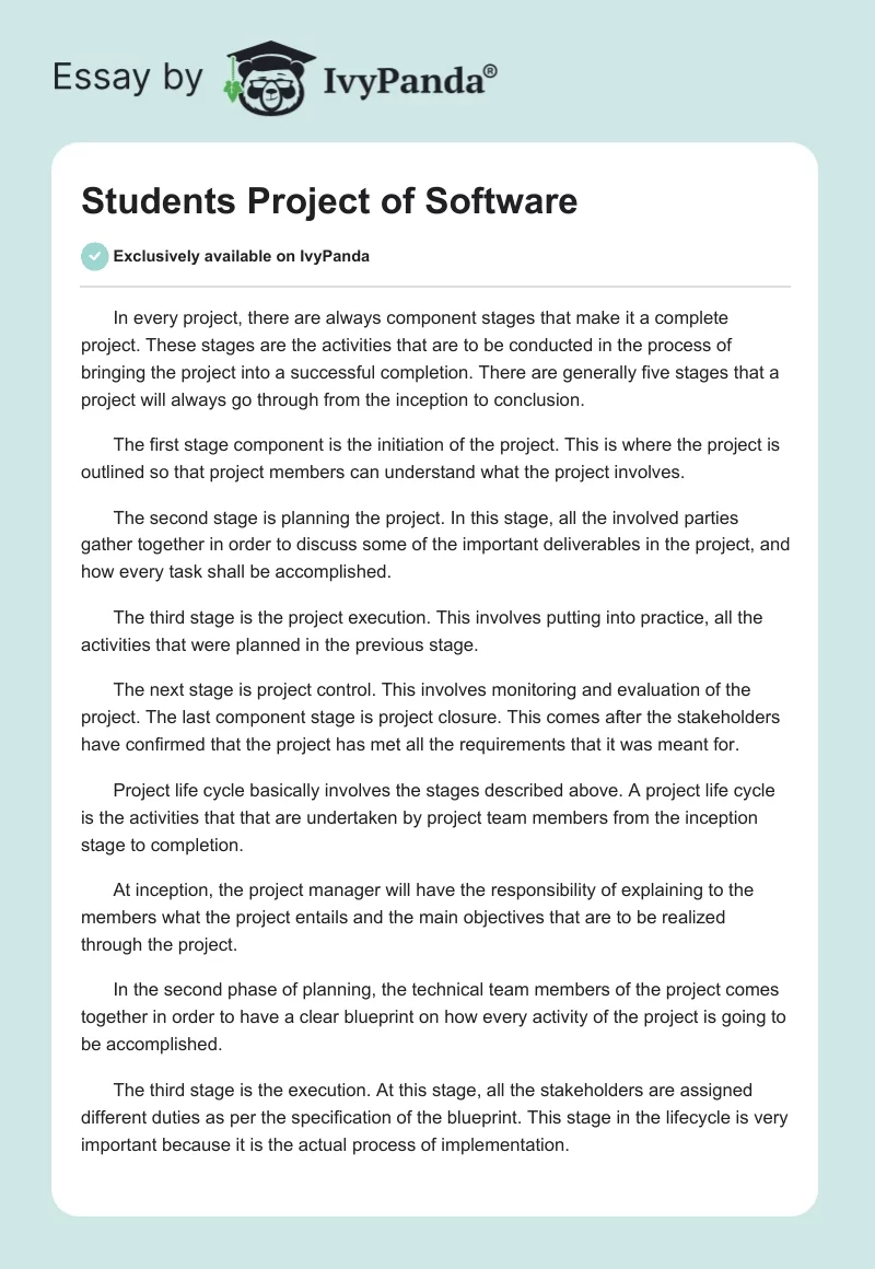 Students Project of Software. Page 1
