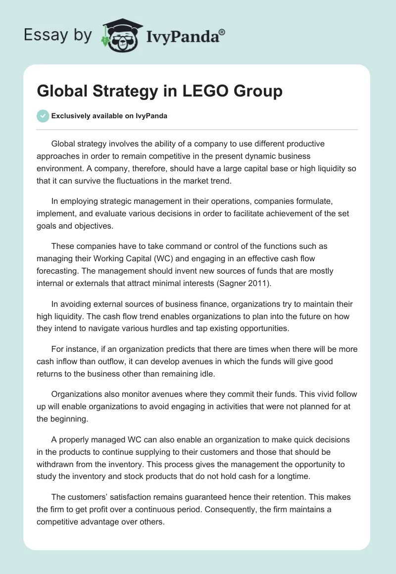 Global Strategy in LEGO Group. Page 1