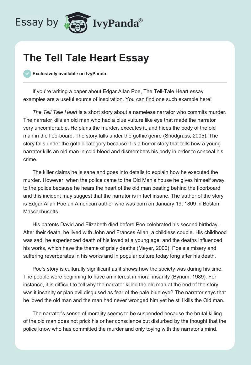 The Tell-Tale Heart Essay. Page 1