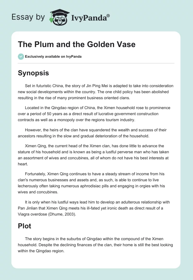 The Plum and the Golden Vase. Page 1
