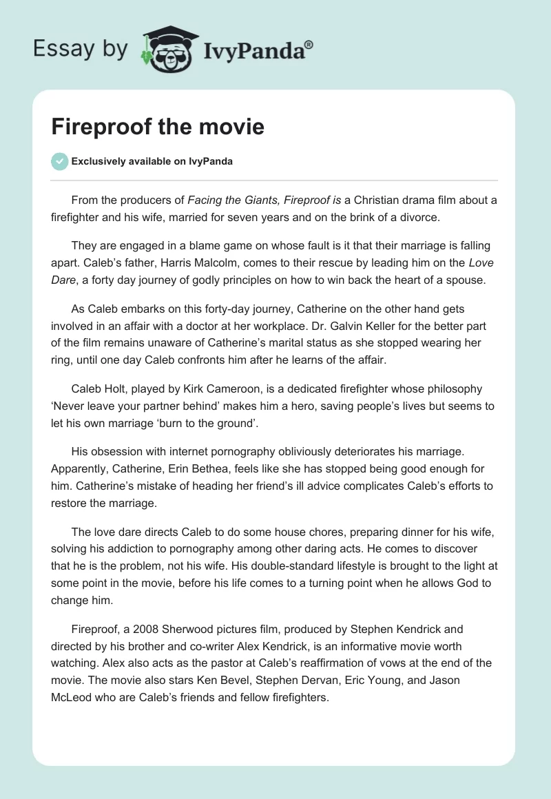 Fireproof the Movie. Page 1