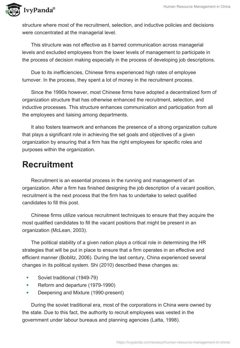 Human Resource Management in China. Page 3
