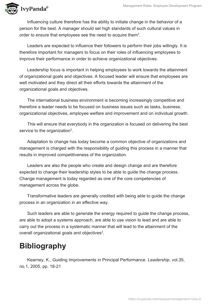 Management Roles: Employee Development Program. Page 2