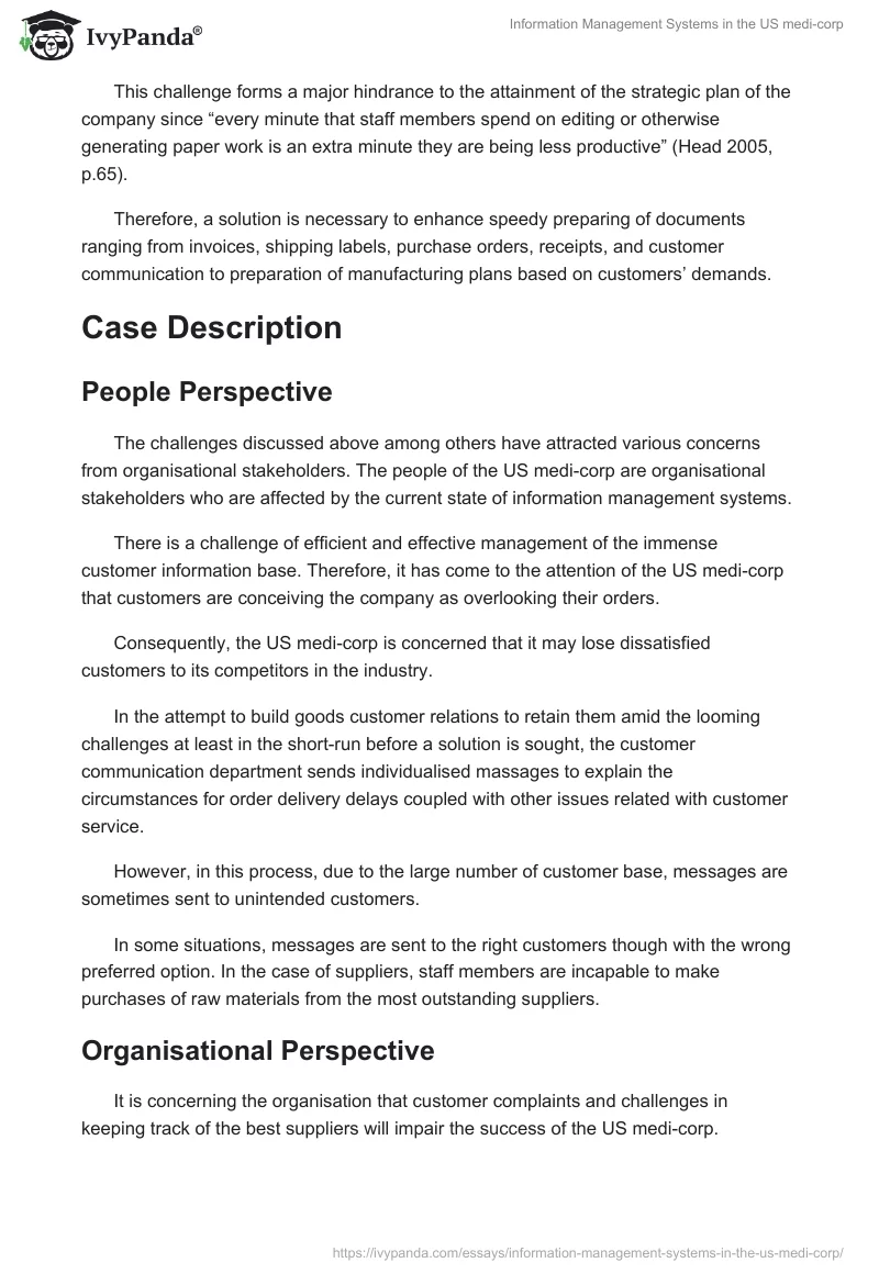 Information Management Systems in the US medi-corp. Page 3