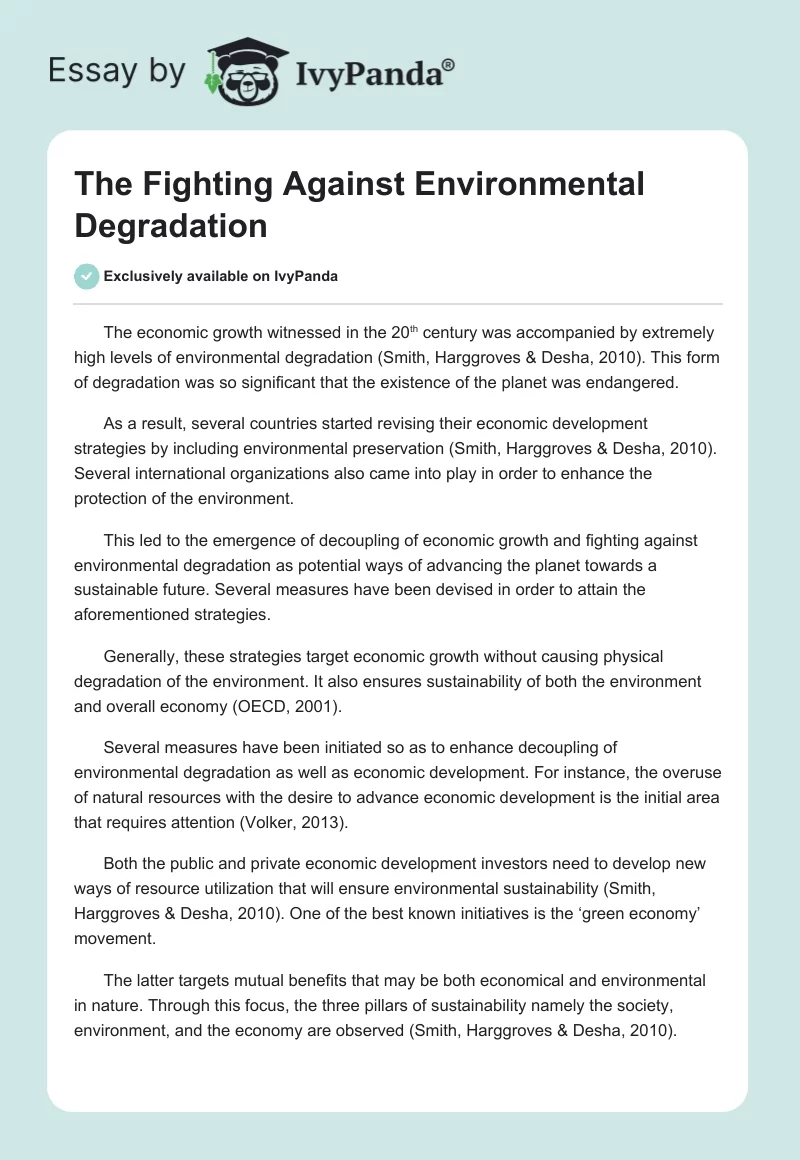 The Fighting Against Environmental Degradation. Page 1