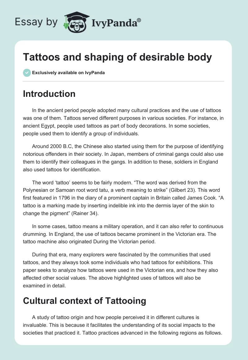 Tattoos and shaping of desirable body. Page 1