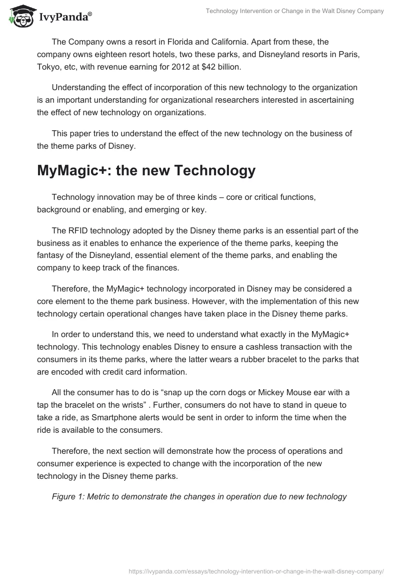 Technology Intervention or Change in the Walt Disney Company. Page 2