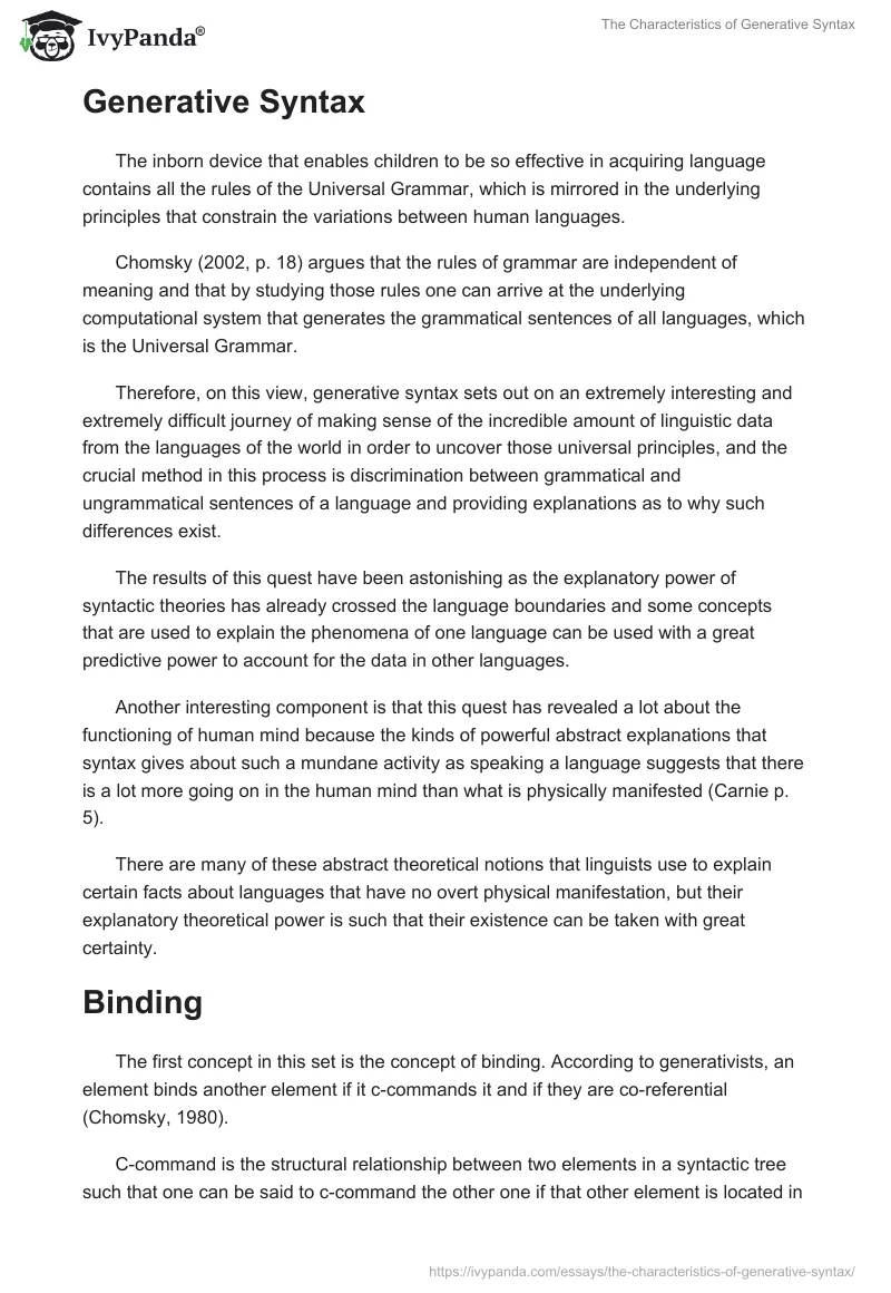 The Characteristics of Generative Syntax. Page 2