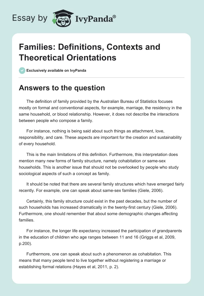 Families: Definitions, Contexts and Theoretical Orientations. Page 1