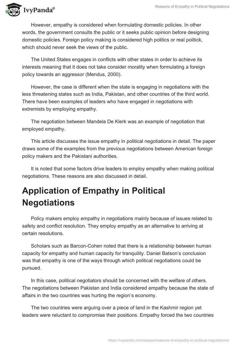 Reasons of Empathy in Political Negotiations. Page 2