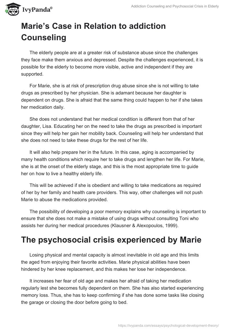 Addiction Counseling and Psychosocial Crisis in Elderly. Page 2