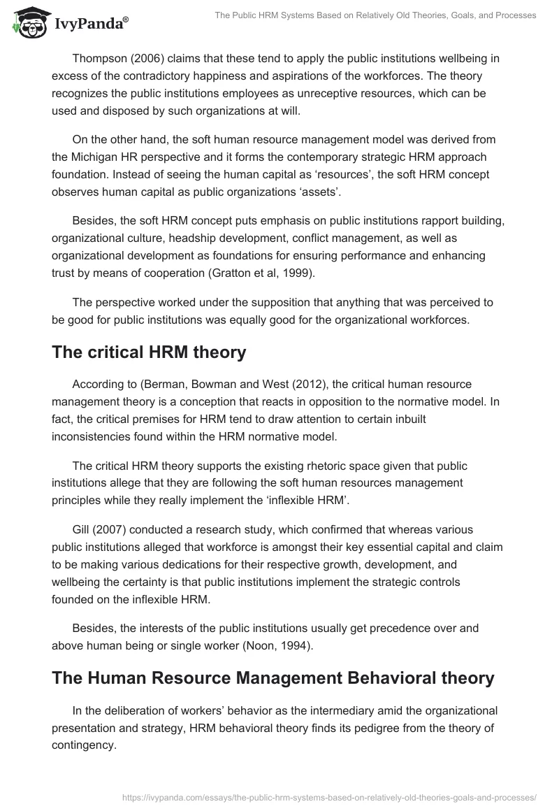The Public HRM Systems Based on Relatively Old Theories, Goals, and Processes. Page 2