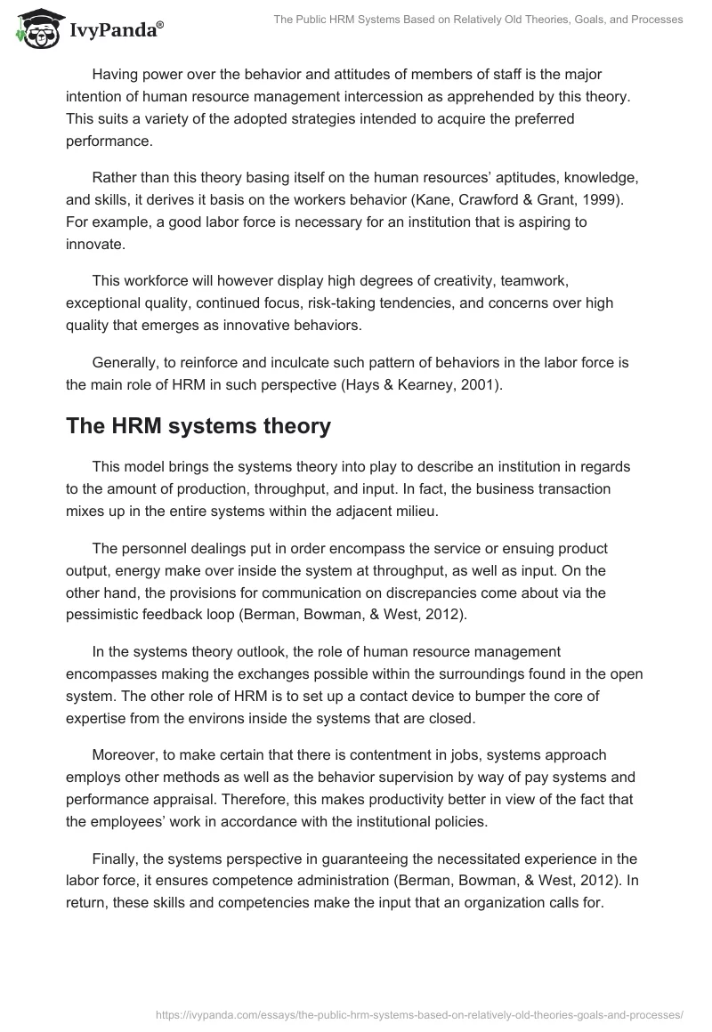 The Public HRM Systems Based on Relatively Old Theories, Goals, and Processes. Page 3
