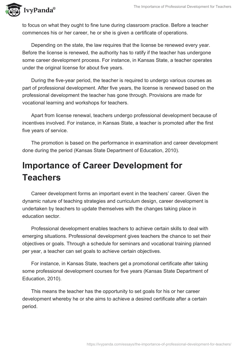 The Importance of Professional Development for Teachers. Page 2