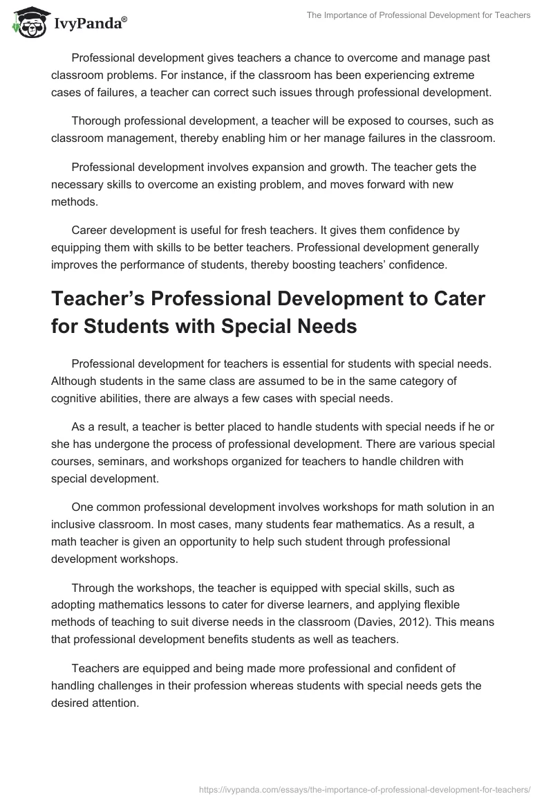 The Importance of Professional Development for Teachers. Page 3