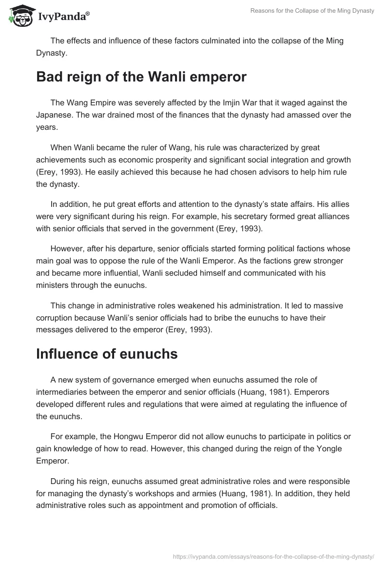 Reasons for the Collapse of the Ming Dynasty. Page 2