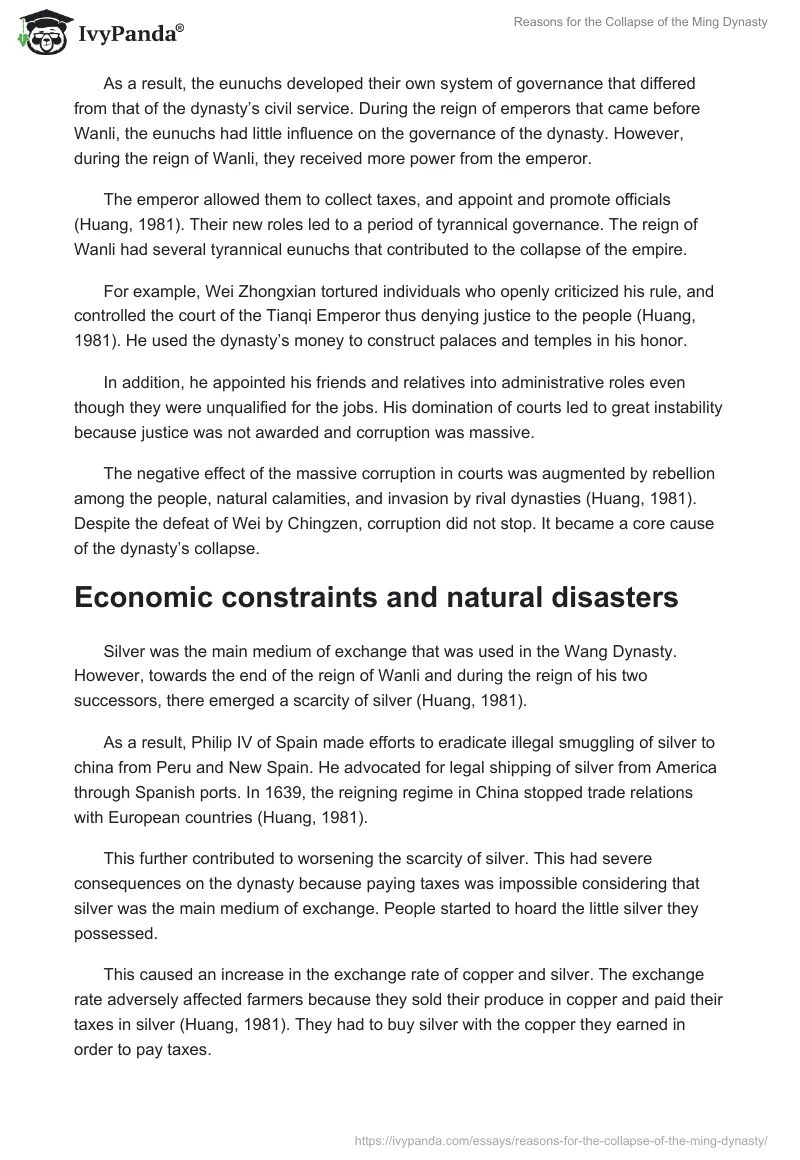 Reasons for the Collapse of the Ming Dynasty. Page 3