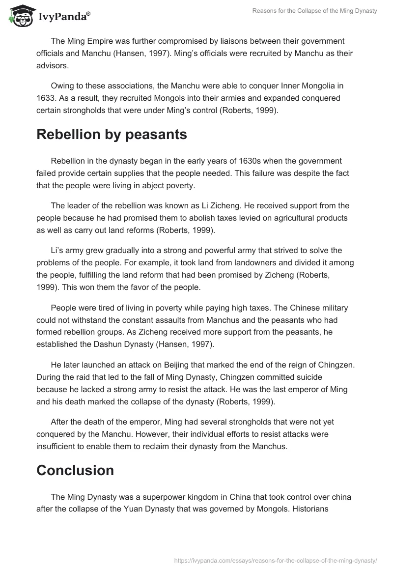 Reasons for the Collapse of the Ming Dynasty. Page 5