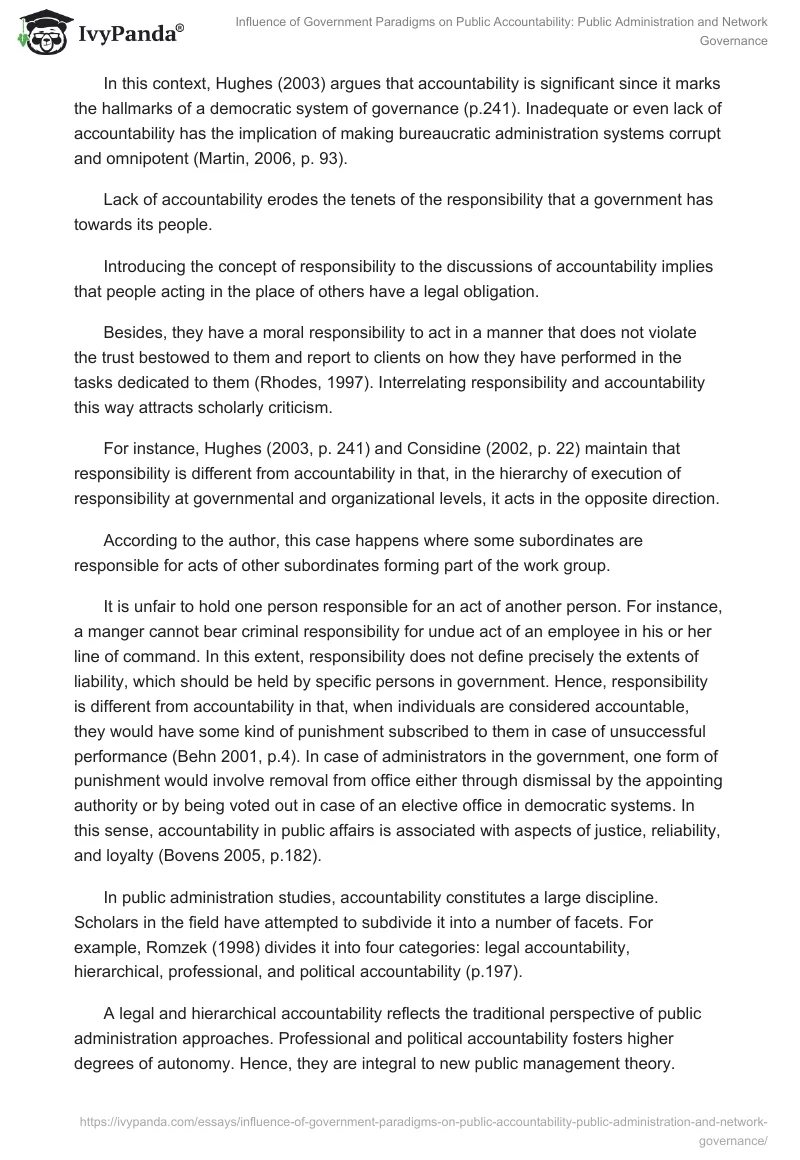 Influence of Government Paradigms on Public Accountability: Public Administration and Network Governance. Page 3