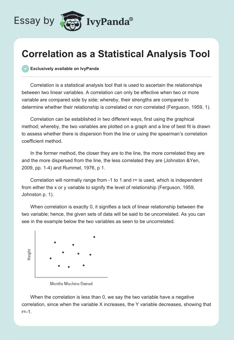 Correlation as a Statistical Analysis Tool. Page 1