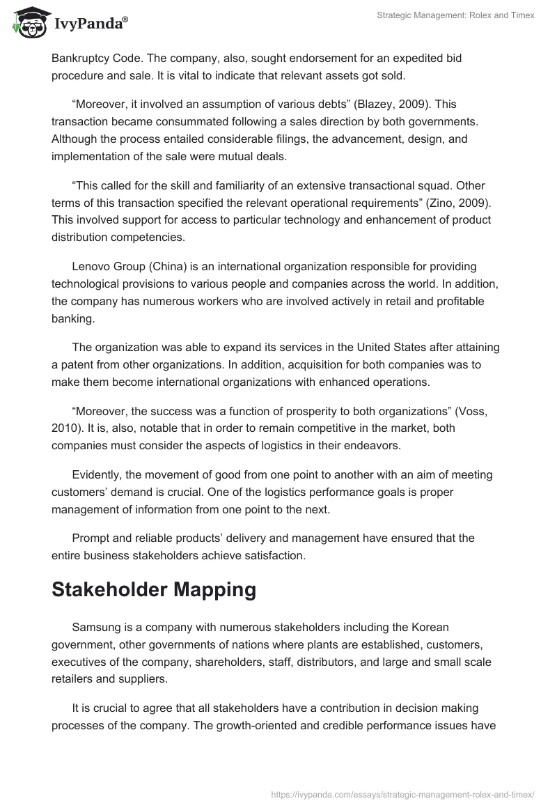 Strategic Management: Rolex and Timex. Page 5