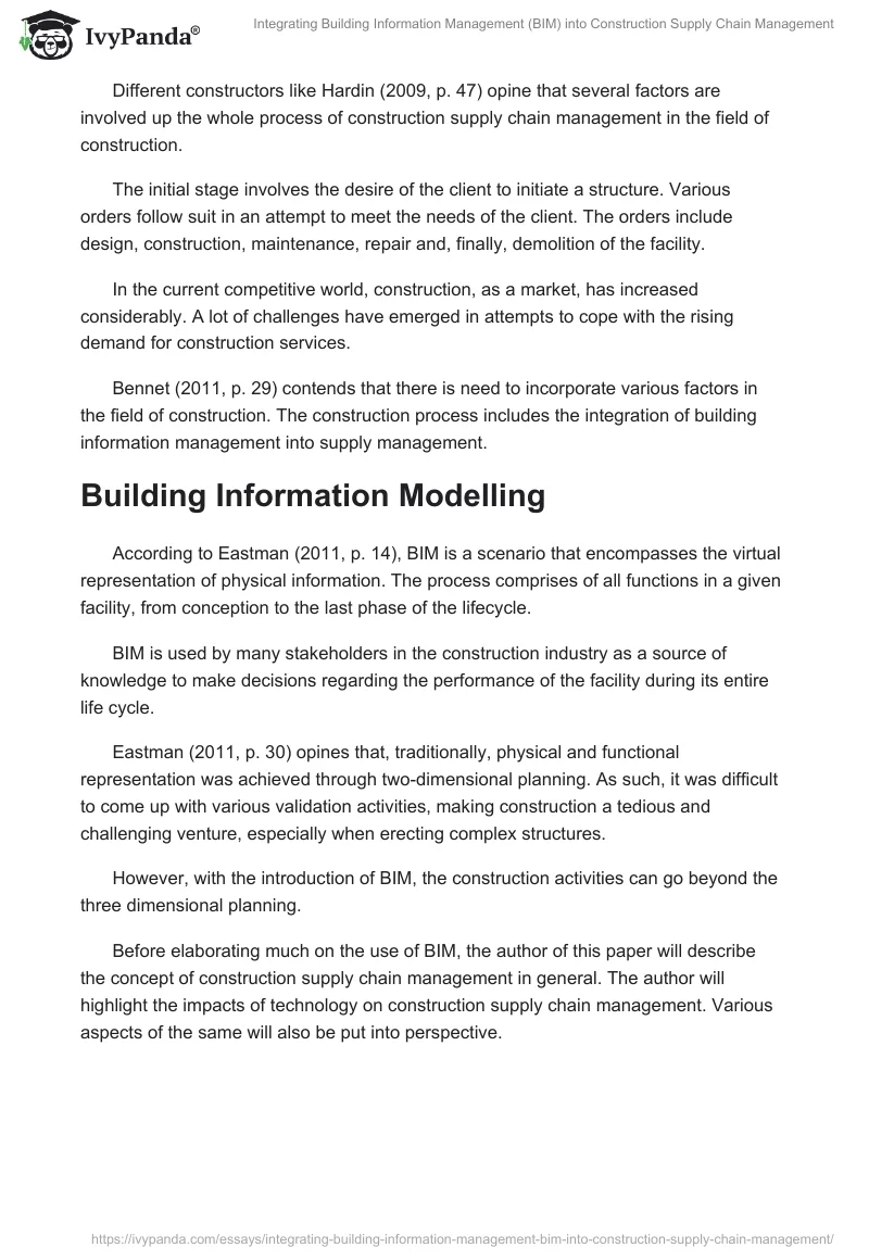 Integrating Building Information Management (BIM) Into Construction Supply Chain Management. Page 2