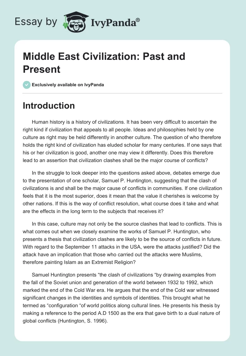 Middle East Civilization: Past and Present. Page 1
