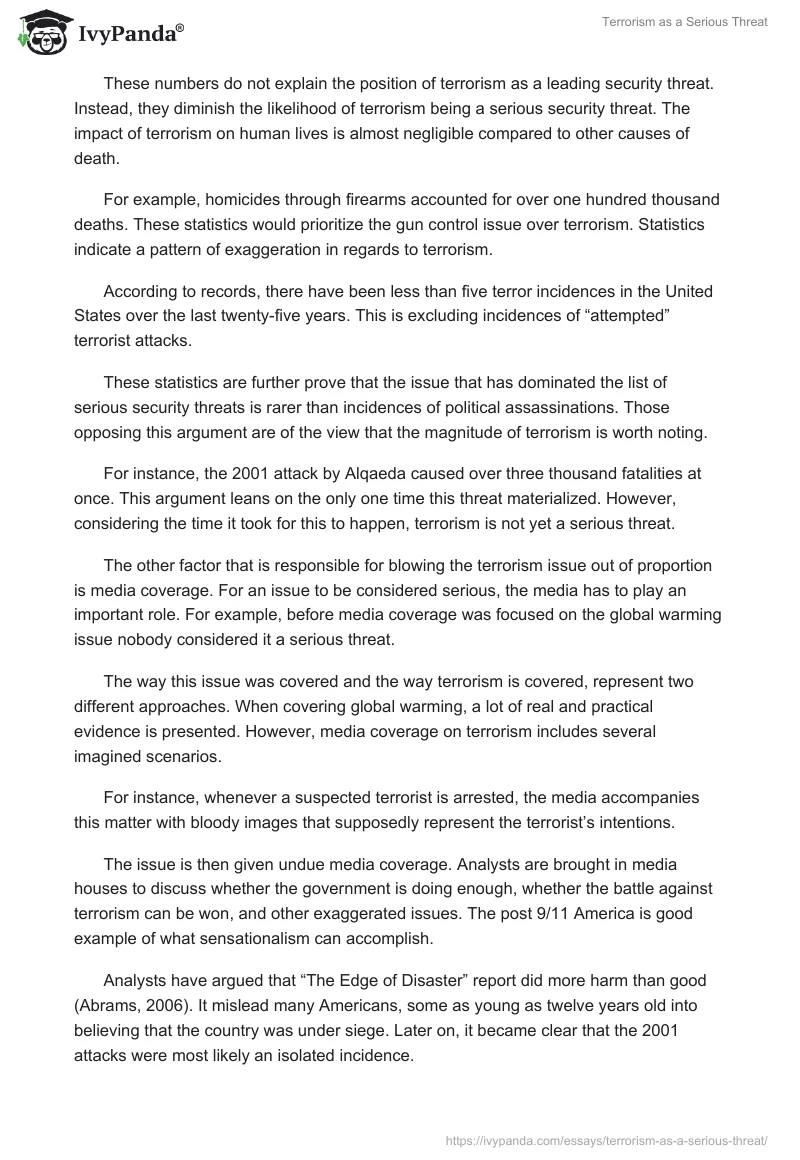 Terrorism as a Serious Threat. Page 2