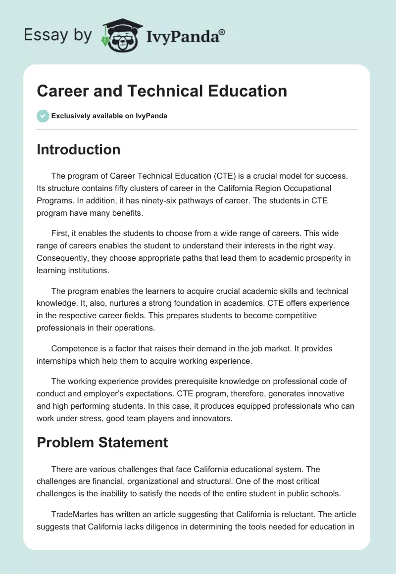 Career and Technical Education. Page 1