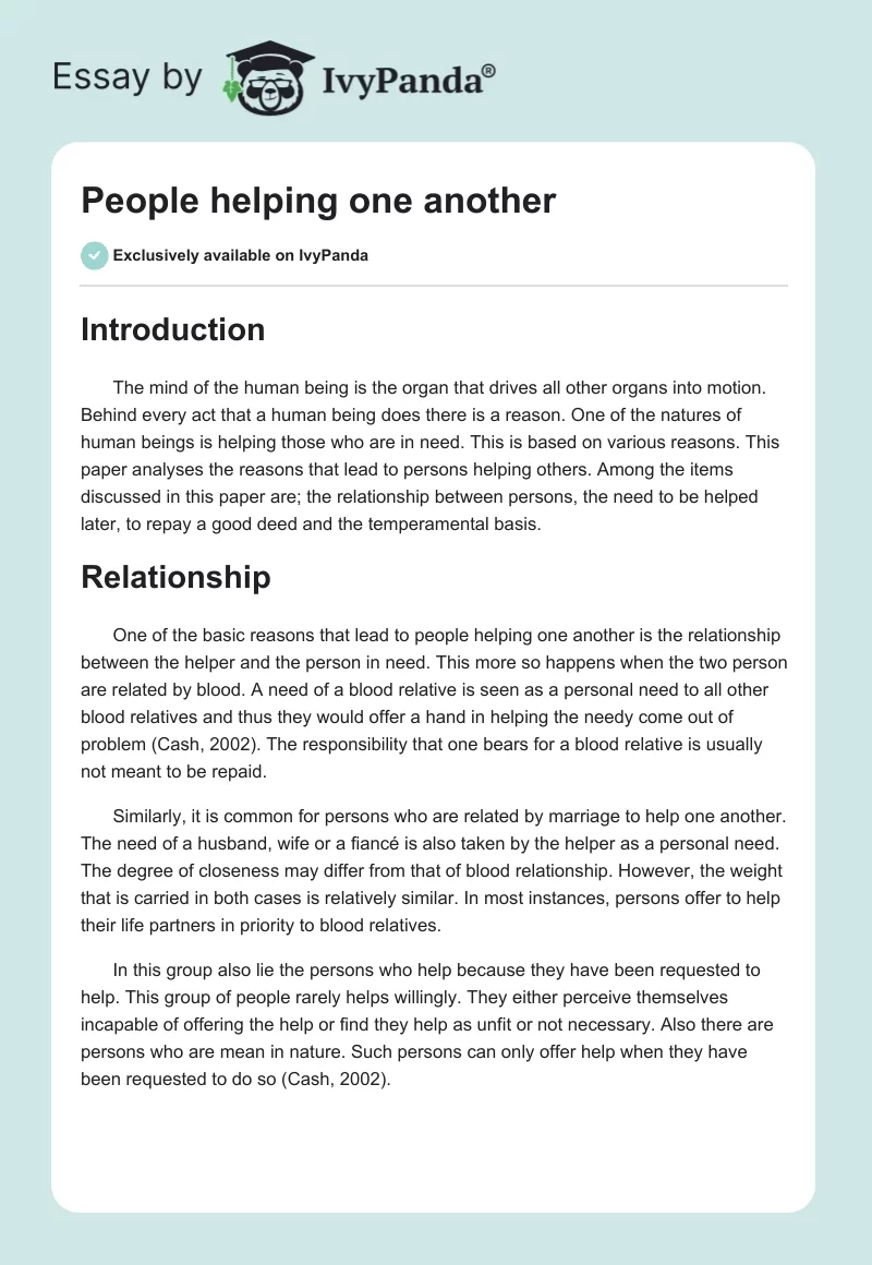 People helping one another. Page 1