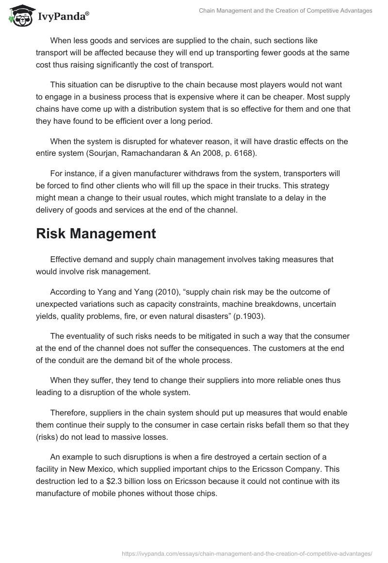 Chain Management and the Creation of Competitive Advantages. Page 3