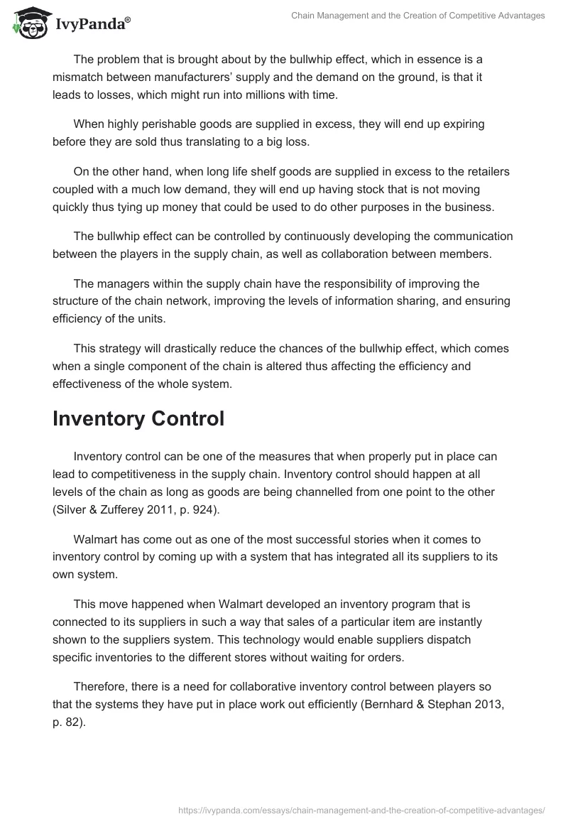 Chain Management and the Creation of Competitive Advantages. Page 5