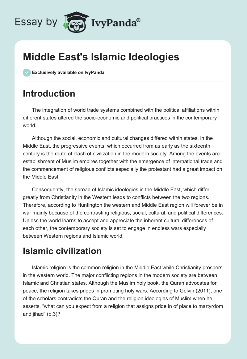 Middle East's Islamic Ideologies. Page 1