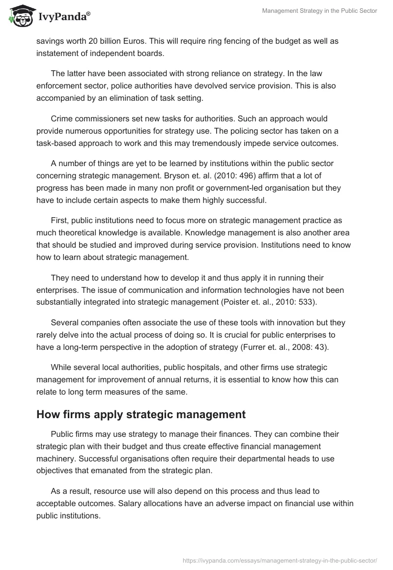 Management Strategy in the Public Sector. Page 4