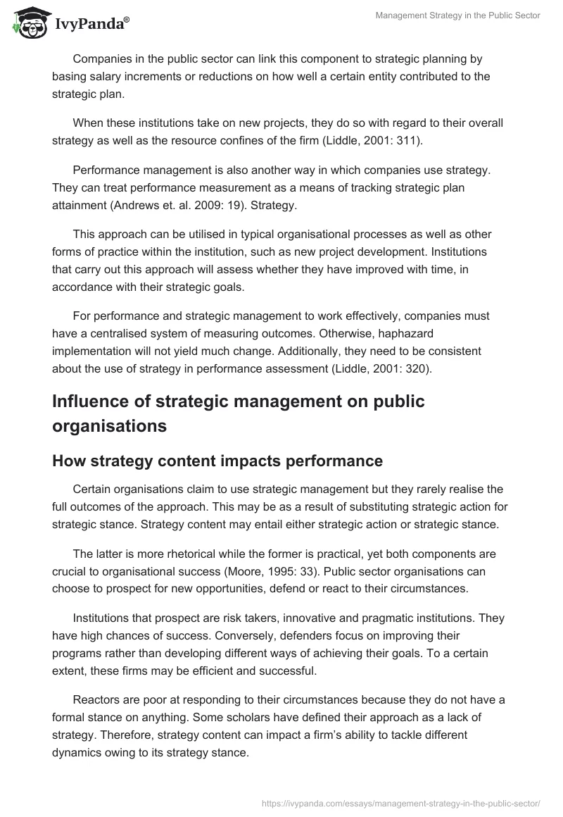 Management Strategy in the Public Sector. Page 5