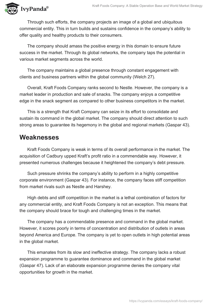 Kraft Foods Company: A Stable Operation Base and World Market Strategy. Page 4