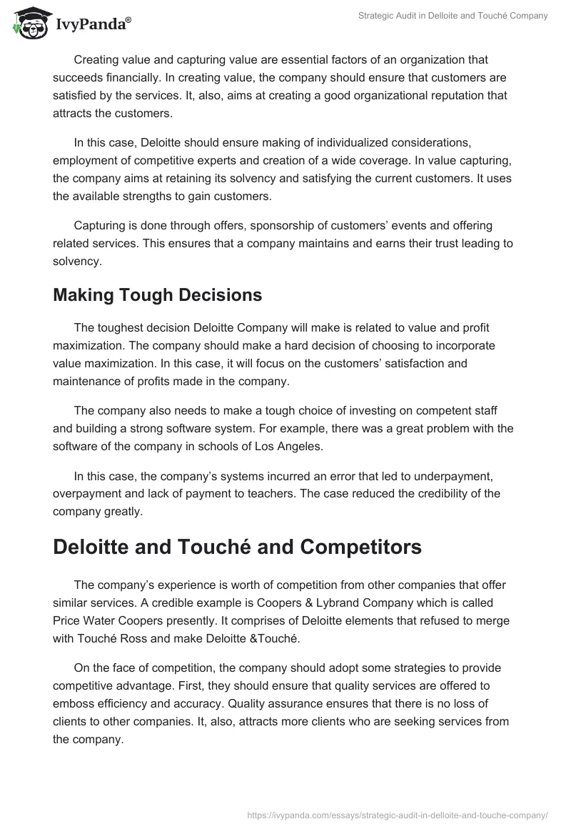 Strategic Audit in Delloite and Touché Company. Page 5