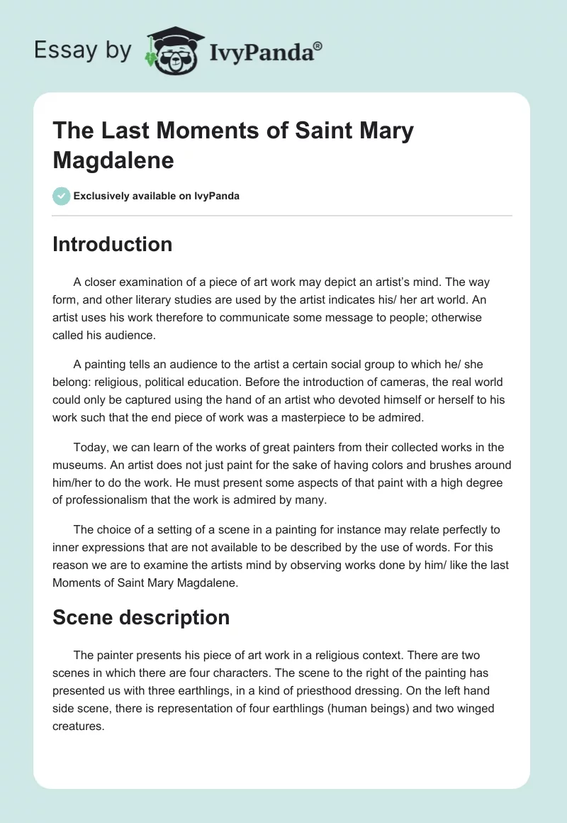 The Last Moments of Saint Mary Magdalene. Page 1