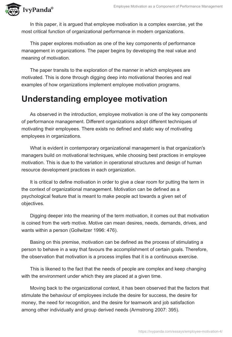 Employee Motivation as a Component of Performance Management. Page 2