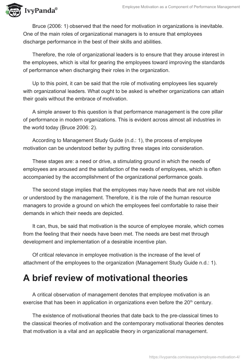 Employee Motivation as a Component of Performance Management. Page 3