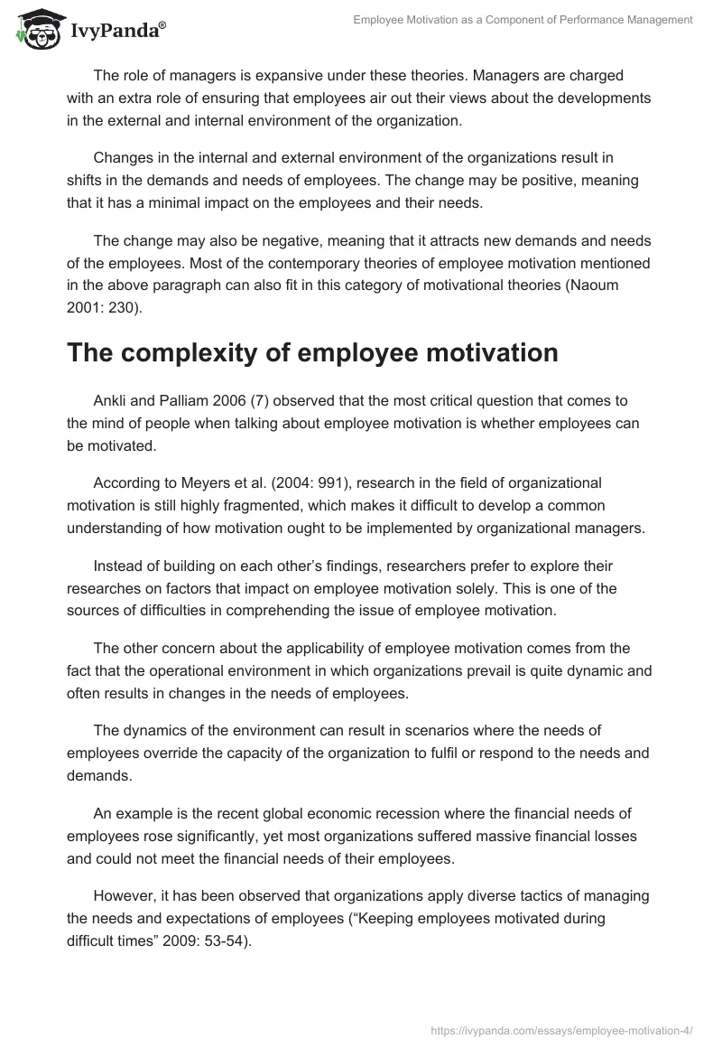 Employee Motivation as a Component of Performance Management. Page 5