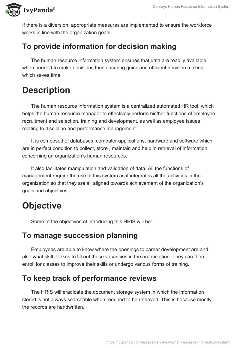 Genrays Human Resource Information System. Page 2