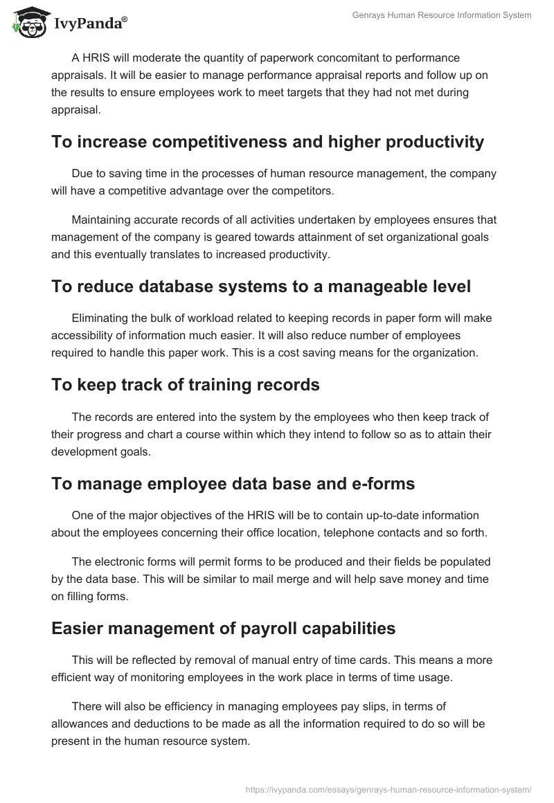 Genrays Human Resource Information System. Page 3