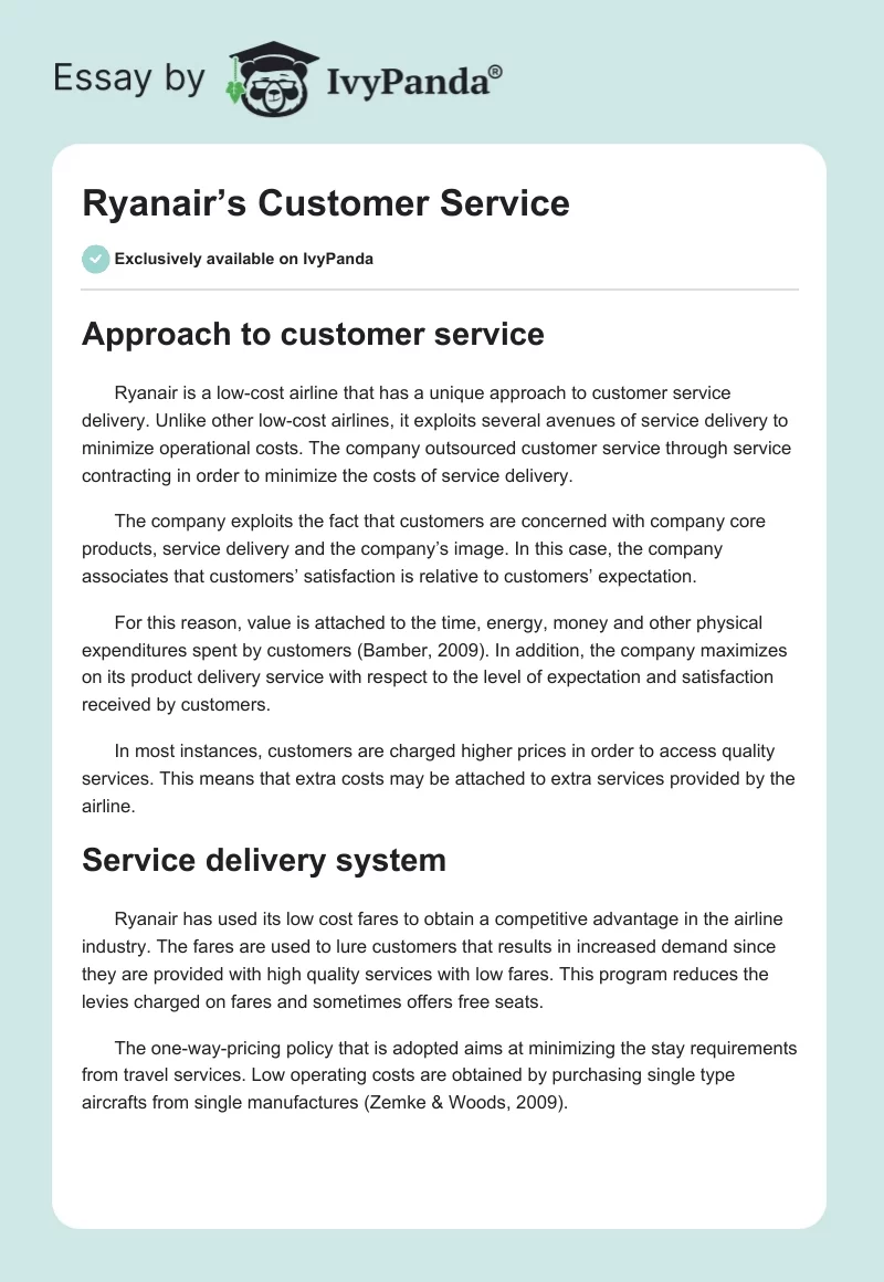 Ryanair’s Customer Service. Page 1