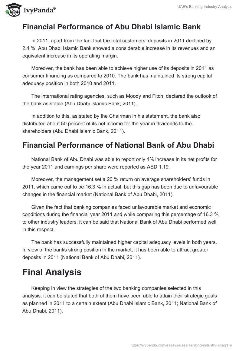 UAE’s Banking Industry Analysis. Page 2