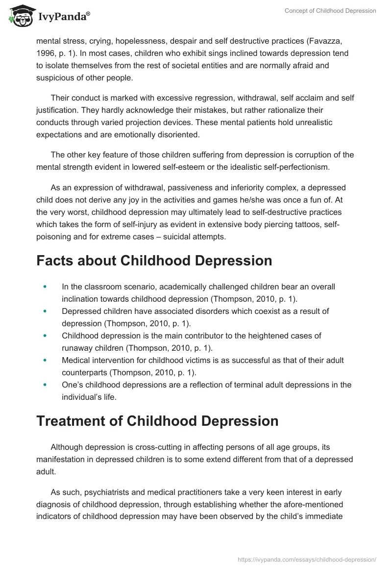 Concept of Childhood Depression. Page 3